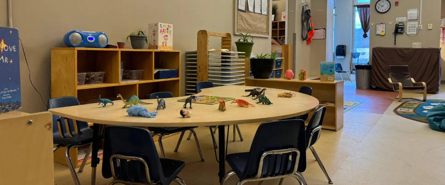 Toy animals on a table at the Taggart Child Care Centre