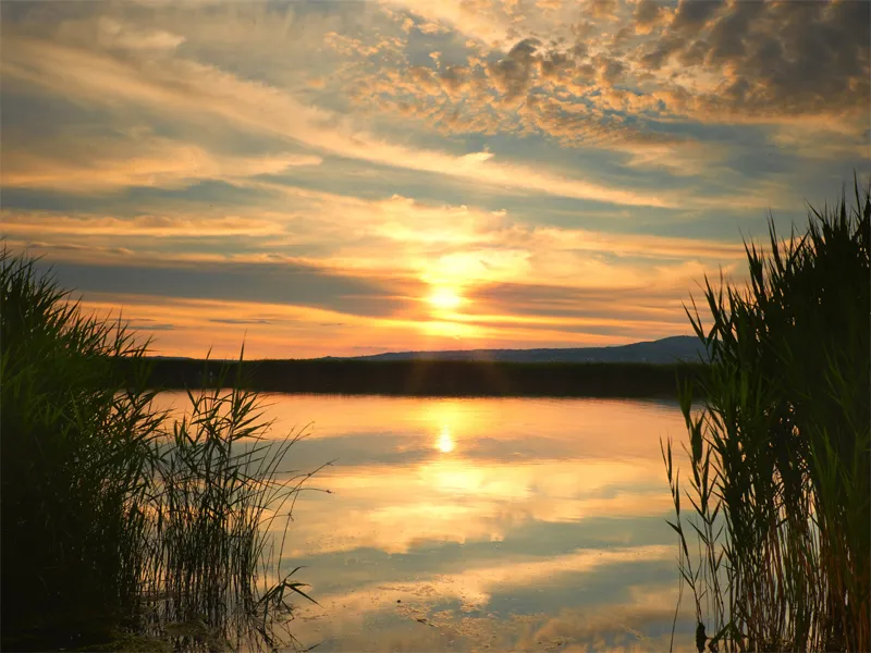 sunset over a lake